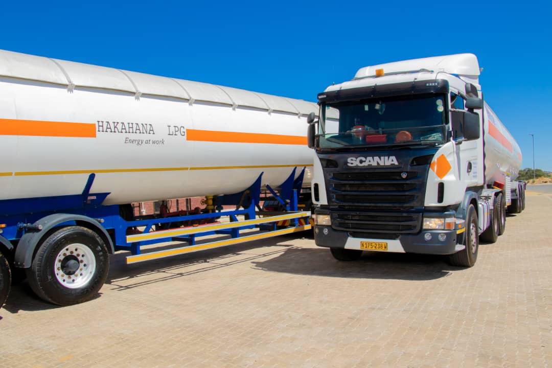 Hakahana LPG tanker truck on site in Namibia under clear blue sky